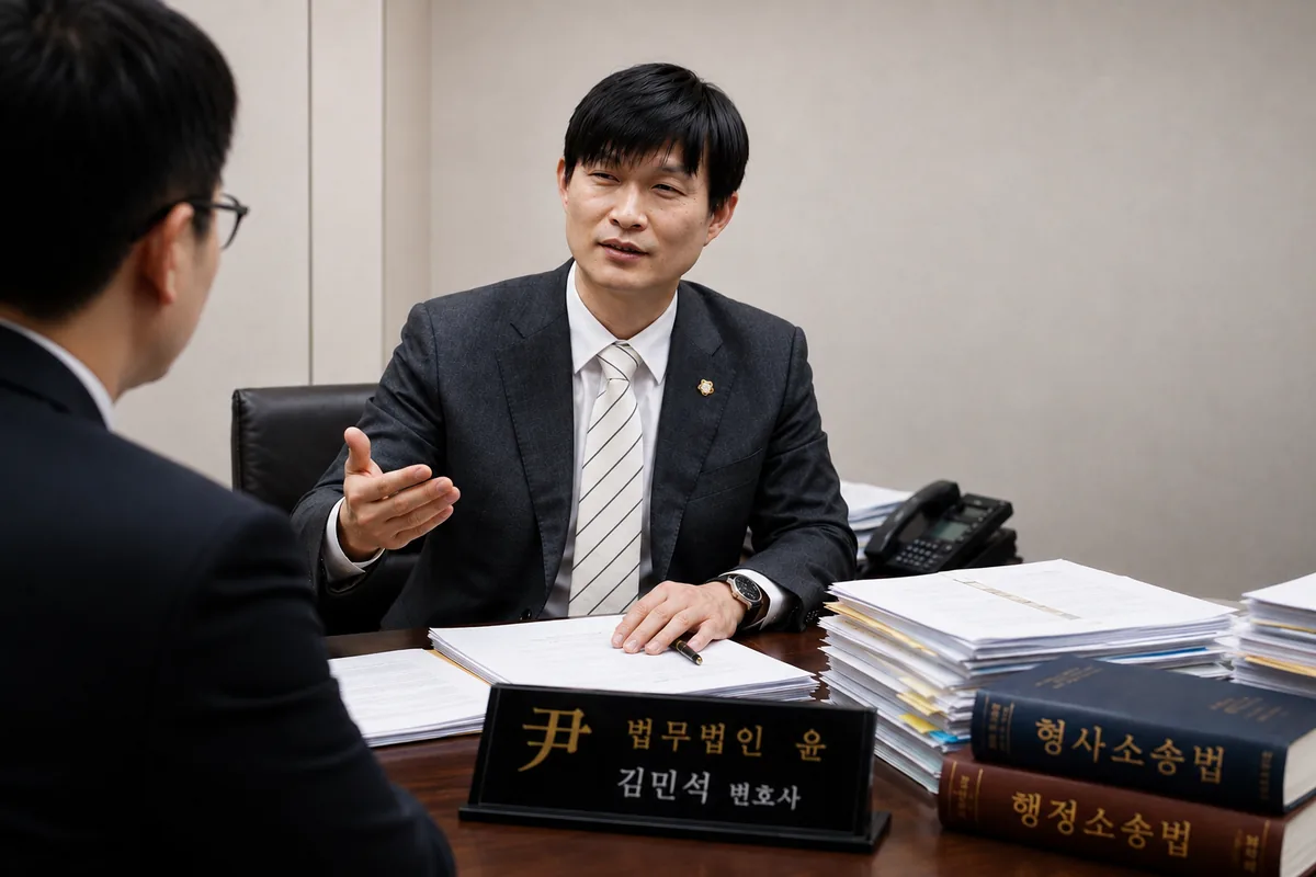 의뢰인과 상담 중인 김민석 변호사